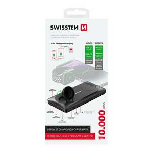 Swissten Pass Through Charging power bank, 10000 mAh, 2in1 Apple Watch, MagSafe kép