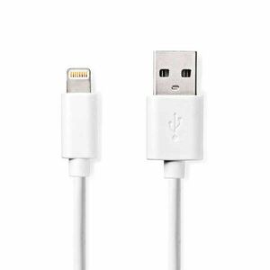 Lightning Kábel | USB 2.0 | Apple Lightning, 8 Pólusú | USB-A Dugasz | 480 Mbps | Nikkelezett | 2.00 m | Kerek | PVC | Fehér | Label kép
