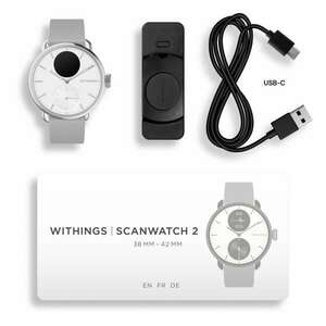 Withings Scanwatch 2 / 38mm (Activity, Sleep Tracker, ECG, Temperature, SPO2 / Stainless steel, fkm wristband, sapphire glass) - White kép