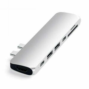 Satechi Pro Hub with double USB-C for Apple MacBook 2x USB-C, 2x USB-A, 4K HDMI, micro/SD card reader (silver) kép