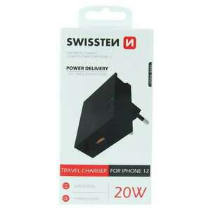 Swissten - hálózati töltő adapter Power Delivery 20W, iPhone 12, fekete kép