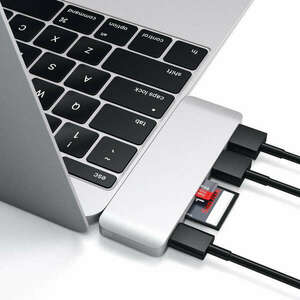 Satechi Aluminium Type-C Passthrough USB Hub (3x USB 3.0, MicroSD) - Silver kép