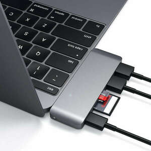 Satechi Aluminium Type-C Passthrough USB Hub (3x USB 3.0, MicroSD) - Space Grey kép