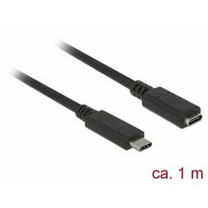 Delock Bovítokábel SuperSpeed USB (USB 3.1 Gen 1) USB Type-C dugó &gt; hüvely, 3 A, 1, 0 m, fekete kép