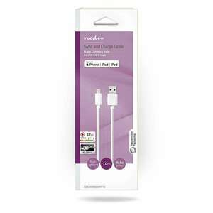 Lightning Kábel | USB 2.0 | Apple Lightning, 8 Pólusú | USB-A Dugasz | 480 Mbps | Nikkelezett | 1.00 m | Kerek | PVC | Fehér | Doboz kép
