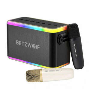 BlitzWolf® BW-WA6 Karaoke set - 80W-os Bluetooth-os hangszóró + 2db karaoke mikrofon. 6000mAh, LED fények, énekhang elváltoztatás kép