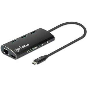 MANHATTAN USB -C 3.2 Gen 1-Adapter, HDMI, USB, USB-C-PD, RJ45, SD (152440) kép