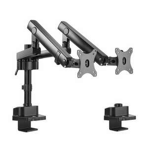 Brackets Asztali Állvány 2 Monitorhoz, alumínium és acél, állítható karok, gázrugók, 17 - 32 hüvelyk, 2x8KG, 2x USB 3.0, fekete kép