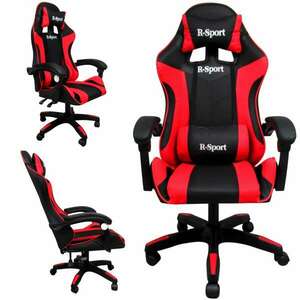 Csomagolássérült! - R-Sport Gamer szék deréktámasszal és masszázs funkcióval - piros-fekete kép