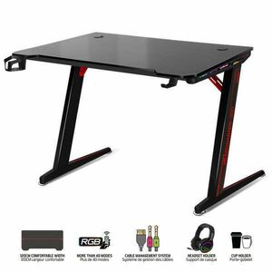 Spirit of Gamer Gamer Asztal - Headquarter 300 (MDF lap, fém lábak, fekete, RGB LED háttérvilágítás, 120 x 60 x 1, 8 cm) kép