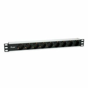 Equip Hálózati Elosztó - 333292 (Schuko, 9 Schuko, Rack 1U, 1, 8m kábel, aluminium, fekete) kép