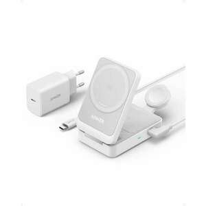 Anker MagGo 3in1 Vezeték nélküli Töltő Apple készülékek részére - Fehér (25W) kép