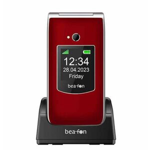 Beafon SL605 kártyafüggetlen kinyitható mobiltelefon SOS gombbal, dokkolóval, piros kép