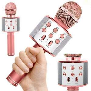 Többfunkciós vezeték nélküli karaoke mikrofon beépített hangszóróval és hangmodulátorral - rózsaszín kép