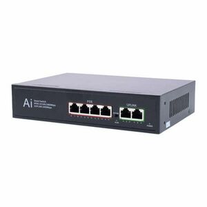 Full Gigabit 6 portos switch 4 portos PoE+, 2 Fast Ethernet Uplink, 10/100/1000 Mbps, 78 W nagy teljesítmény CCTV IP kamerához kép