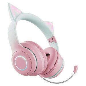 Wpower (BT029C) LED-es Bluetooth Macskafüles Fejhallgató Mikrofonnal - Pink kép