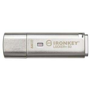 Kingston IKLP50/64GB IronKey Locker+ 50 64 GB, USB 3.2 Gen 1 Ezüst pendrive kép
