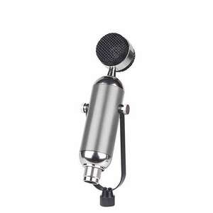 Professzionális kondenzátor stúdió mikrofon, vezetékes, állítható dőlésszögű, U alakú mikrofontartóval, ezüst szín kép
