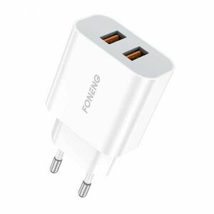 Fast charger Foneng 2x USB EU45 + USB Lightning cable kép