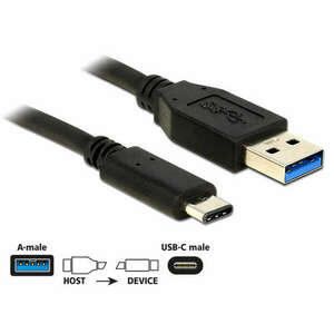 Delock Kábel USB 10 Gbps (USB 3.1, Gen 2), A típusú csatlakozódugó &gt; USB Type-C 1m hosszú fekete kép