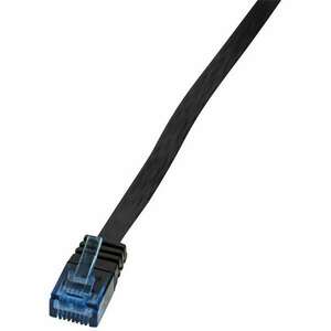 LogiLink CAT5e UTP Flat Patch Cable, AWG 30, blue colour RJ45 short plug, black, 0, 50M (CP0133B) kép