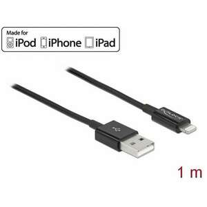 Delock USB adat- és töltőkábel iPhone , iPad és iPod készülékhez fekete 1 m kép