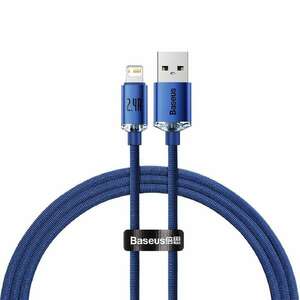 Baseus Crystal Shine Series USB-A Lightning gyorstöltő kábel CAJY000003, 2.4A, 1.2m, kék kép