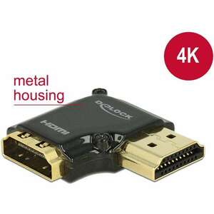 Delock adapter Gyors-sebességű HDMI Ethernettel - HDMI-A anya &gt; HDMI-A apa 4K 90 fokos jobbra fekete (65661) kép