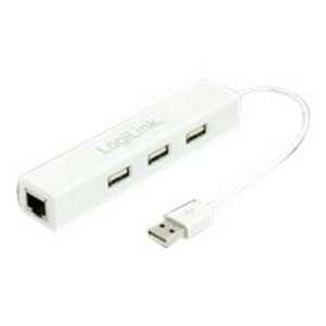 Logilink UA0174A USB 2.0 to Fast Ethernet Adapter with 3-Port USB Hub White UA0174A kép