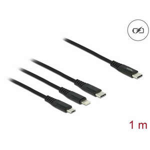Delock 1 m hosszú, USB töltő kábel 3 az 1 USB Type-C apa Lightning -, Micro USB- és USB Type-C csa kép