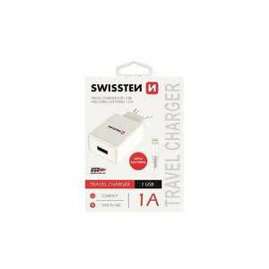 Swissten - hálózati töltő adapter + lightning kábel, 1 USB port, 1 A, fehér kép