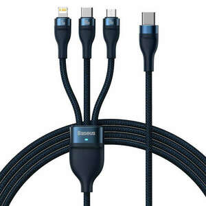Baseus Flash Series 2 3in1 USB kábel USB-C + micro USB + Lightning 100W 1, 5m (CASS030203) - kék kép