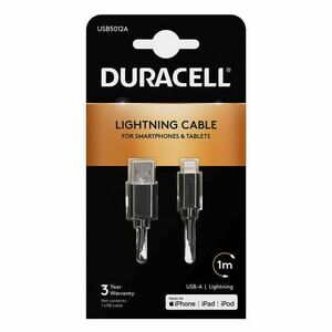 Cable USB to Lightning Duracell 1m (black) kép