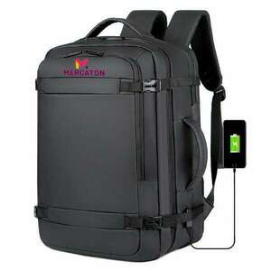 Mercaton® bővíthető hátizsák, kompatibilis 17, 3"-ig 29-39 literes laptopokkal, USB-port, vízálló, utazási méret, lopásgátló, fekete kép