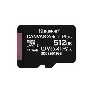 Kingston SDCS2/512GB memóriakártya MicroSDXC 512GB Canvas Select Plus 100R A1 C10 + Adapter kép