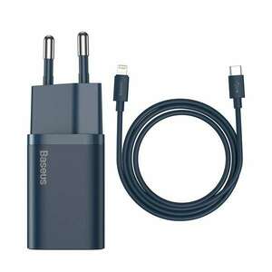 Baseus TZCCSUP-B03 Super Si hálózati gyorstöltő 20W USB-C/Lightning kábellel - kék kép