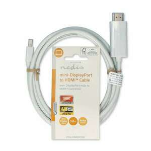 Mini DisplayPort kábel | DisplayPort 1.2 | Mini DisplayPort Dugasz | HDMI™ Csatlakozó | 21.6 Gbps | Nikkelezett | 2.00 m | Kerek | PVC | Fehér | Label kép