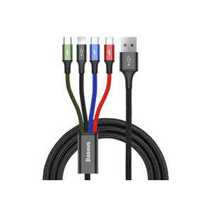 Baseus Fast 4in1 USB-kábel 2xUSB-C + Lightning + Micro 3, 5A 1, 2m (CA1T4-B01) - fekete kép
