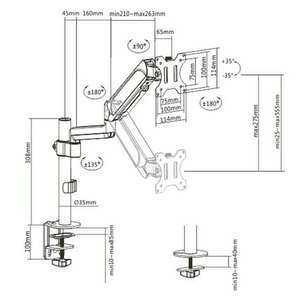 Gembird MA-DA1P-01 Adjustable Desk Display Mounting Arm 17”-32” Fekete MA-DA1P-01 kép