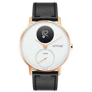 Withings Leather Wristband 18mm w Rose Gold buckle for Scanwatch 38mm, Steel HR 36mm, Withings Move, Move ECG, Steel - Black kép