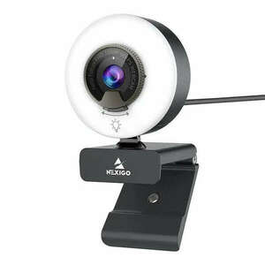 Nexigo N960E webkamera, 1080P 60FPS, autofókusz, állítható világítás, mikrofon ENC-vel, fekete kép