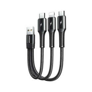 Joyroom 3in1 Rövid USB - Lightning / USB type-c / micro USB töltő kábel 3, 5A 15cm fekete (S-01530G9 LCM fekete) kép