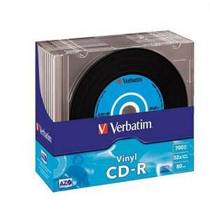 VERBATIM CD-R lemez, bakelit lemez-szerű felület, AZO, 700MB, 52x, 10 db, vékony tok, VERBATIM "Vinyl" kép