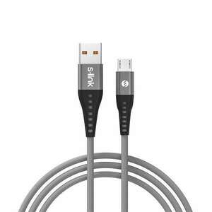 S-Link kábel - SL-STM60M (3A, 12W, Gyorstöltés, MicroUSB, 100cm adat+töltőkábel, szürke) kép