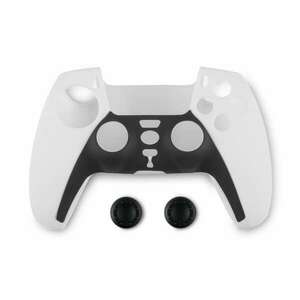 Spartan Gear DualSense (PS5) Controller szilikon markolatvédő burkolat és Thumb Grips - Fehér/Fekete kép