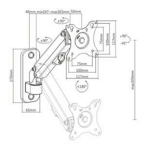 Gembird MA-WA1-01 Adjustable Wall Display Mounting Arm 27” Fekete MA-WA1-01 kép