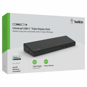 Belkin CONNECT USB C Display Link Dock, Triple display support up to 4K, HDMI, DP, USB C, USB A, GbE, Audio, PD 85w, Mac/PC/Chrome compatible - Black kép