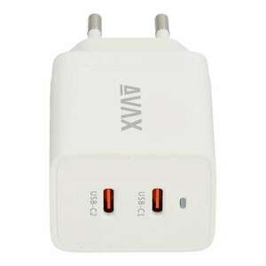 Avax CH900W Prime GaN 2x USB Type-C Hálózati töltő - Fehér (47W) kép