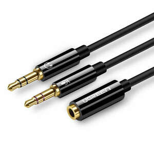 UGREEN AV140 AUX audio splitter fejhallgató + mikrofon 3, 5 mm-es mini jack kábelhez (fekete) kép