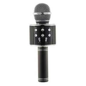 WS-858 Professzionális karaoke mikrofon, fekete, Hi-Fi, vezeték nélküli, Bluetooth 4.1 csatlakozás, beépített hangszóróval és akkumulátorral kép